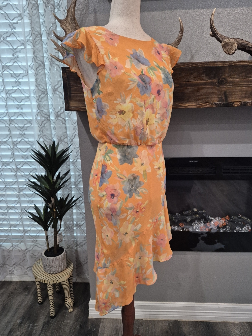 Amanda Uprichard Orange Floral High-Low Dress Size Small - Picture 5 of 7
